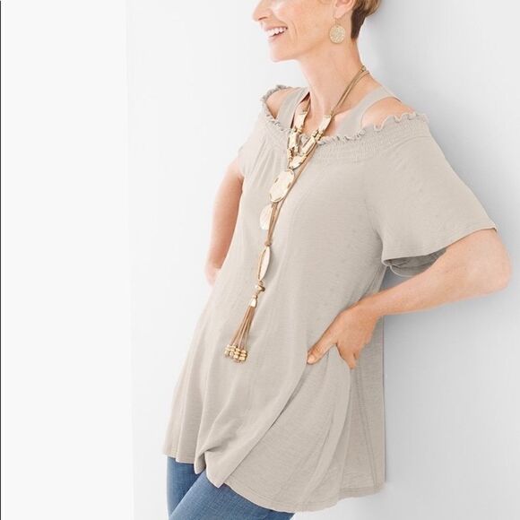 Chico's Tops - NWOT Chico's Smocked Off-the-Shoulder Top